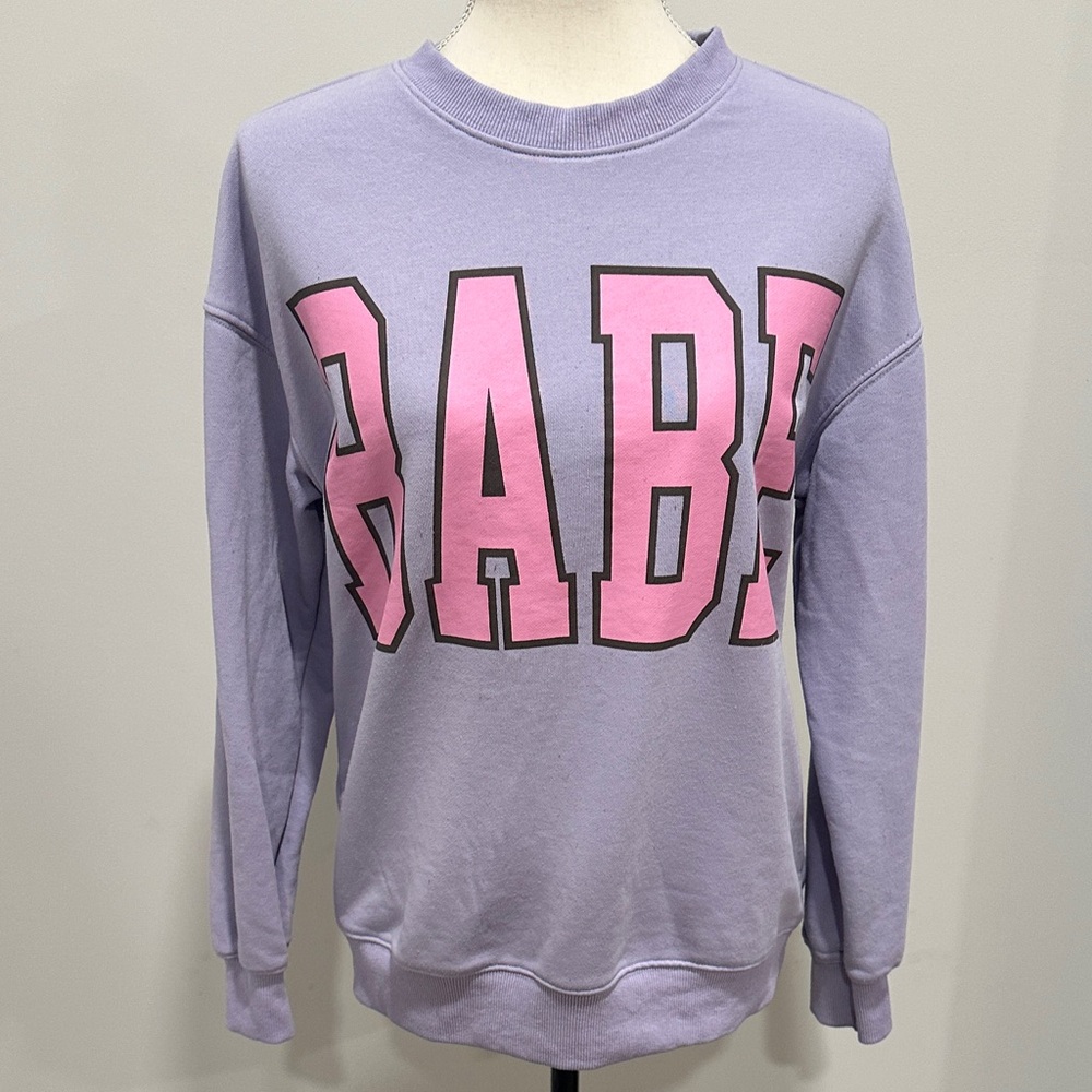 Lavender Sweatshirt with Pink BABE Print